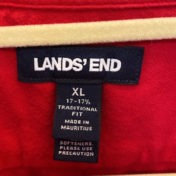 Lands End Long Sleeve Red Men's Traditional Fit Flagship Flannel Shirt Size XL - Picture 2 of 7
